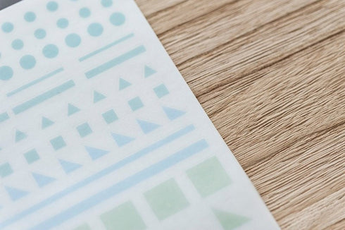 MU Lifestyle Print-On Stickers Rub-On Stickers Transfer Stickers Translucent Stickers 025 | Pastel Triangles Paster CIrcles Pastel Blocks