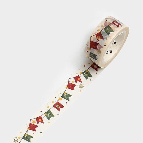 BGM Holiday Banner Christmas Banner Red & Green Banner GOLD FOIL Washi Tape