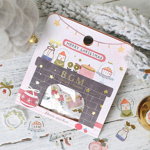 BGM Premium Die-Cut Flake Stickers Holiday Ornaments Holiday Wreath Christmas Mantle | FGLC008