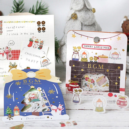 BGM Premium Die-Cut Flake Stickers Holiday Ornaments Holiday Wreath Christmas Mantle | FGLC008