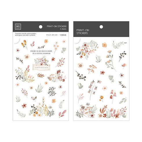 MU Lifestyle Print-On Stickers Rub-On Stickers Transfer Stickers Translucent Stickers 174 | Sketch Flowers Delicate Bouquets