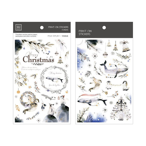 MU Lifestyle HOLIDAY CHRISTMAS Print-On Stickers Rub-On Stickers Transfer Stickers Translucent Stickers 1003 | Wildlife Ocean Life
