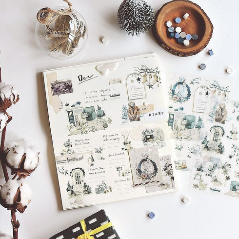 MU Lifestyle HOLIDAY CHRISTMAS Print-On Stickers Rub-On Stickers Transfer Stickers Translucent Stickers 1005 | Outdoor Decorations