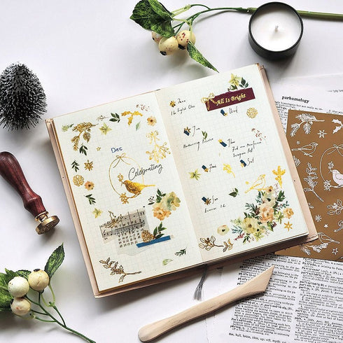 MU Lifestyle HOLIDAY CHRISTMAS Print-On Stickers Rub-On Stickers Transfer Stickers Gold Foil Stickers 02 | All Is Bright