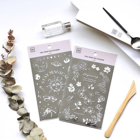 MU Lifestyle HOLIDAY CHRISTMAS Print-On Stickers Rub-On Stickers Transfer Stickers Silver Foil Stickers 01 | Merry Christmas Wildlife