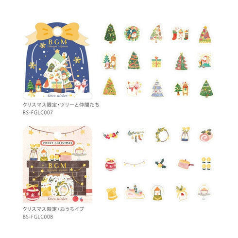 BGM Premium Die-Cut Flake Stickers Holiday Ornaments Holiday Wreath Christmas Mantle | FGLC008