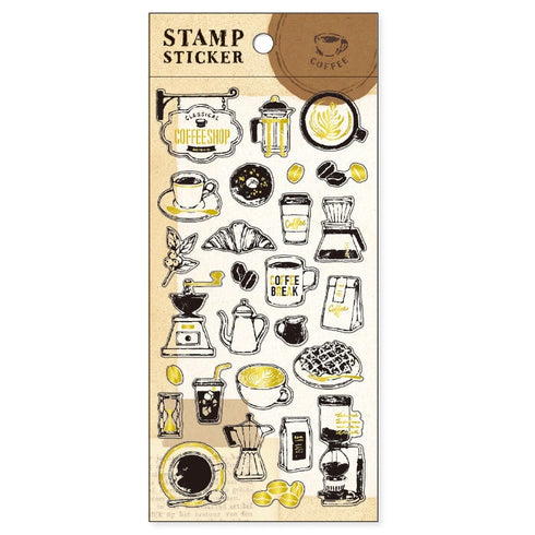 Mind Wave Seals COFFEE STAMP Stickers Vintage Coffee Retro Coffee Ephemera Stamps Coffee Stickers Seals Bujo | 80881