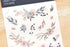 MU Lifestyle Print-On Stickers Rub-On Stickers Transfer Stickers Translucent Stickers 173 | Woodblock Flowers Sketch Flowers