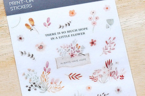 MU Lifestyle Print-On Stickers Rub-On Stickers Transfer Stickers Translucent Stickers 174 | Sketch Flowers Delicate Bouquets