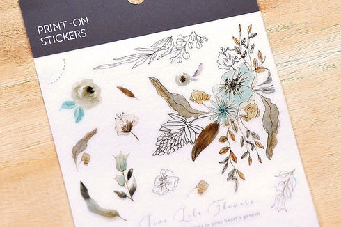 MU Lifestyle Print-On Stickers Rub-On Stickers Transfer Stickers Translucent Stickers 176 | Green Flowers Thistle
