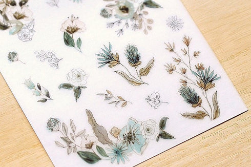 MU Lifestyle Print-On Stickers Rub-On Stickers Transfer Stickers Translucent Stickers 176 | Green Flowers Thistle