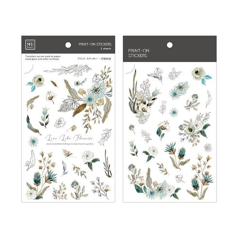 MU Lifestyle Print-On Stickers Rub-On Stickers Transfer Stickers Translucent Stickers 176 | Green Flowers Thistle