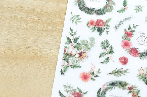 MU Lifestyle HOLIDAY CHRISTMAS Print-On Stickers Rub-On Stickers Transfer Stickers Translucent Stickers 1007 | Christmas Wreaths Holiday