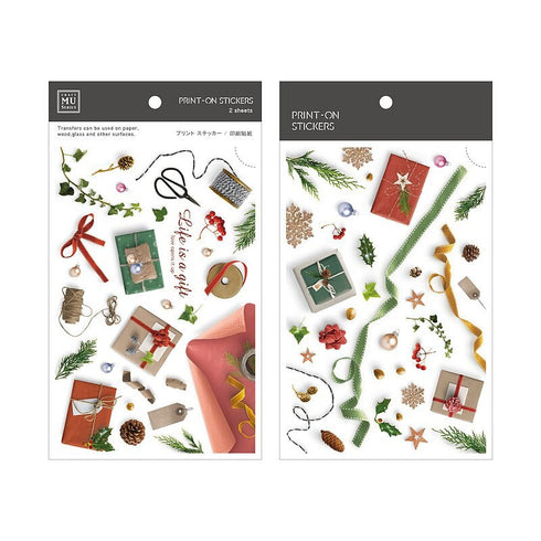 MU Lifestyle HOLIDAY CHRISTMAS Print-On Stickers Rub-On Stickers Transfer Stickers Translucent Stickers 1009 | Holiday Gifts Wrapping Paper