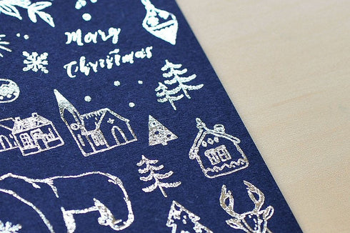 MU Lifestyle HOLIDAY CHRISTMAS Print-On Stickers Rub-On Stickers Transfer Stickers Silver Foil Stickers 01 | Merry Christmas Wildlife