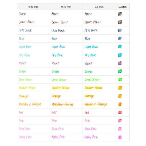 Uni Style Fit Signo 0.28mm Gel Multi Pen Refill Gel Pen Refill 16 Colors | UMR-109-28