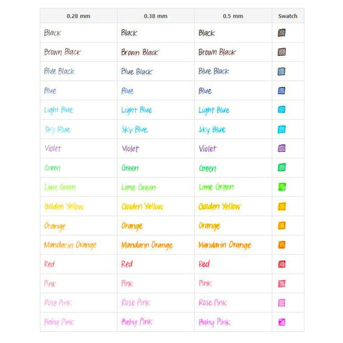 Uni Style Fit Signo 0.38mm Gel Multi Pen Refill Gel Pen Refill 16 Colors | UMR-109-38