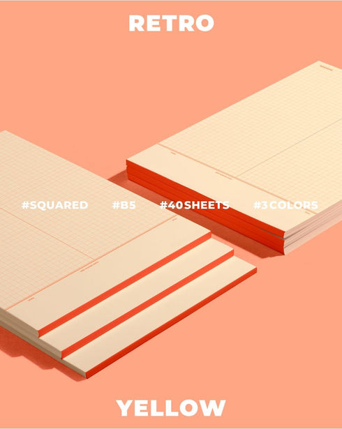 MoteMote B5 GRID Retro YELLOW 100gsm Note Paper Squared | 40 Sheets