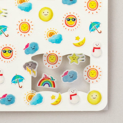 Midori WEATHER Sticker for DIARY Series Stickers Washi Tape Stickers Repositionable Stickers Movable Stickers Tiny Stickers Bujo | 2564
