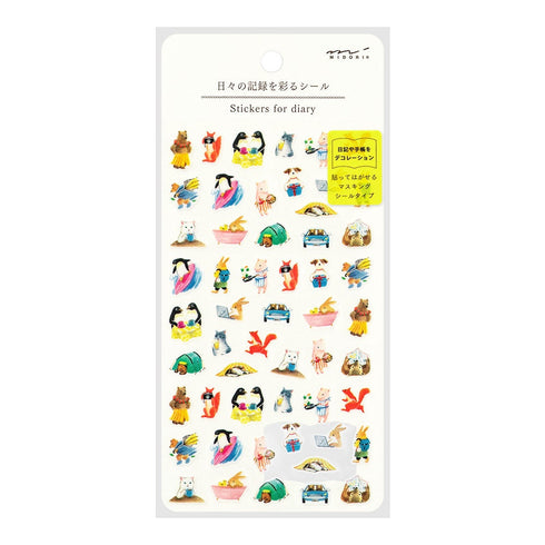 Midori ANIMALS CAT Dog Squirrel Sticker for DIARY Series Stickers Washi Tape Stickers Repositionable Stickers Tiny Stickers Bujo | 2567