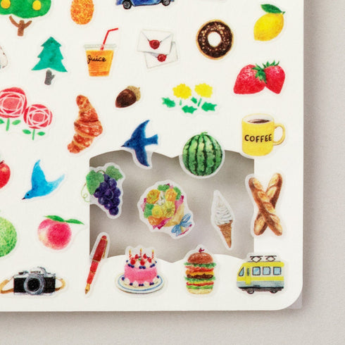 Midori COFFEE FOOD Hobby Sticker for DIARY Series Stickers Washi Tape Stickers Repositionable Stickers Tiny Stickers Bujo | 2566