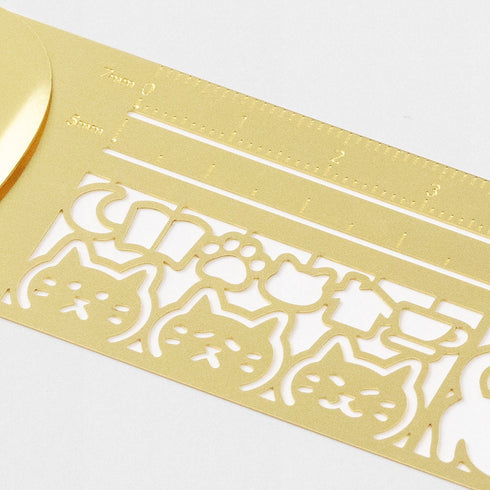 Midori CLIP RULER CAT Kitten Kitty Animals Stencil Template Bujo Template Metal Bookmark | Pink Card