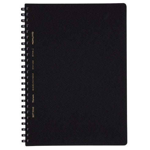 Kokuyo A5 Soft Ring BUSINESS Series BLACK 6mm Dotted Line Notebook Sustainable Notebook | 70 Sheets SV437B
