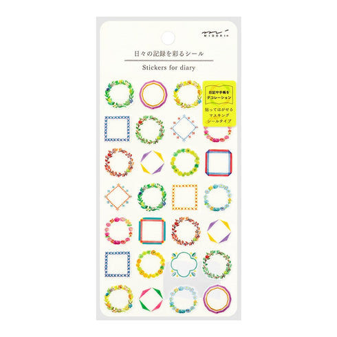 Midori Flower Frames Borders Outline Sticker for DIARY Series Stickers Washi Tape Stickers Repositionable Stickers Bujo Stickers | 2570