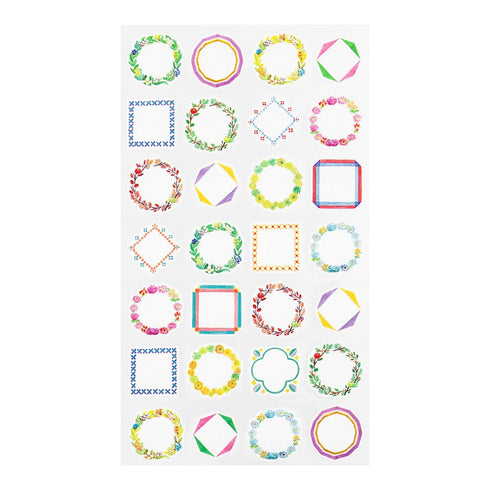 Midori Flower Frames Borders Outline Sticker for DIARY Series Stickers Washi Tape Stickers Repositionable Stickers Bujo Stickers | 2570
