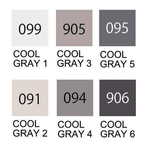 Kuretake Zig Clean Color Real BRUSH COOL GRAY 6 Color Set | Rb-600AT/6VB