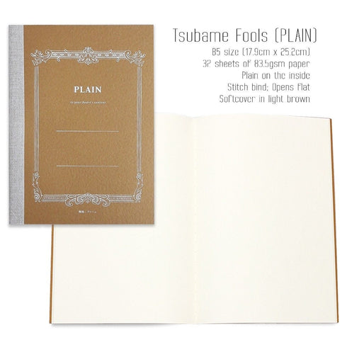 Tsubame Note Fools B5 BLANK Plain Cream Notebook Section Notebook Unlined | C3020 64 Pages
