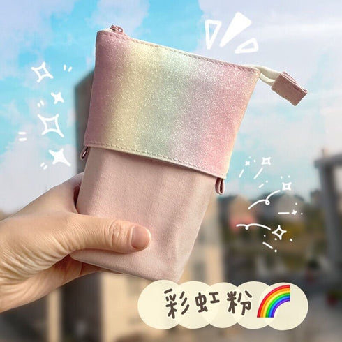 ANGOO RAINBOW BLUE Retractable Standing Pen Case Pencil Case Retractable Case Storage Case Durable Pen Case | 185mm X 125mm X 85mm X 65mm