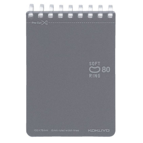 Kokuyo A7 GREEN Soft Ring Notebook 6mm Dotted Ruled Line Mini Type Reporter Style Notebook Flip Up Notebook | 80 Sheets SV378BT