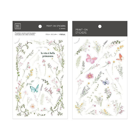 MU Lifestyle Print-On Stickers Rub -On Stickers Transfer Stickers Translucent Stickers 183 | Butterflies Butterfly Lavender Wildflowers