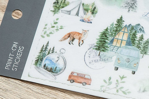 MU Lifestyle Print-On Stickers Rub -On Stickers Transfer Stickers Translucent Stickers 189 | Nature Camping Camper Outdoors Foxes