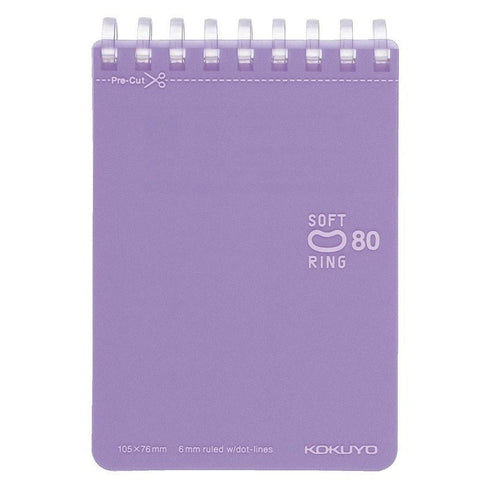 Kokuyo A7 PINK Soft Ring Notebook 6mm Dotted Ruled Line Mini Type Reporter Style Notebook Flip Up Notebook | 80 Sheets SV378BT