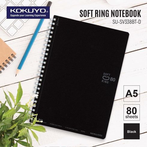 Kokuyo A5 Soft Ring BLUE GREEN Notebook Dotted Line 6 mm Rule | 80 Sheets SV338BT