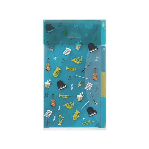 Midori A5 SLIM With Flap Musical INSTRUMENTS 3 Pocket Clear Folder MD Folder Water Resistant Folder | 221.5mm X 126mm