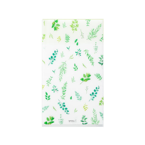 Midori A5 SLIM With Flap LEAVES Foliage 3 Pocket Clear Folder MD Folder Water Resistant Folder | 221.5mm X 126mm