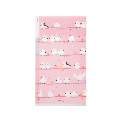 Midori A5 SLIM With Flap BIRD White-Tailed Tit Birds on a Wire 3 Pocket Clear Folder MD Folder Water Resistant Folder | 221.5mm X 126mm