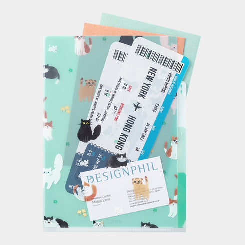 Midori A5 CATS 3 Pocket Clear Folder MD Folder Water Resistant Folder | 220mm X160mm