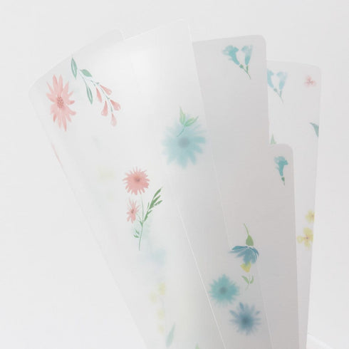 Midori A5 FLOWERS 3 Pocket Clear Folder MD Folder Water Resistant Folder | 220mm X160mm