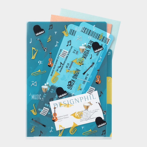 Midori A5 Musical INSTRUMENTS 3 Pocket Clear Folder MD Folder Water Resistant Folder | 220mm X160mm