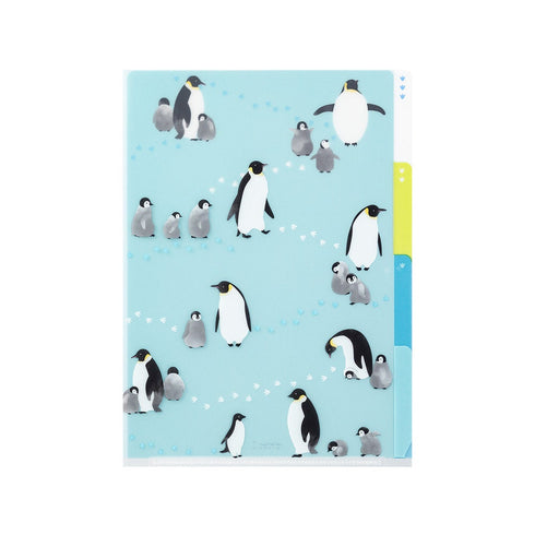 Midori A5 PENGUIN 3 Pocket Clear Folder MD Folder Water Resistant Folder | 220mm X160mm