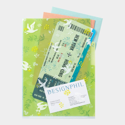 Midori A5 Peace DOVES White Birds 3 Pocket Clear Folder MD Folder Water Resistant Folder | 220mm X160mm