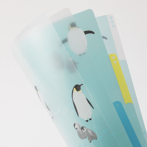 Midori A4 PENGUINS 3 Pocket Clear Folder MD Folder Water Resistant Folder | 310mm X 221mm