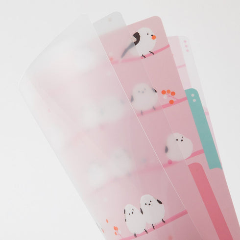 Midori A4 BIRDS White-Tailed Tits 3 Pocket Clear Folder MD Folder Water Resistant Folder | 310mm X 221mm