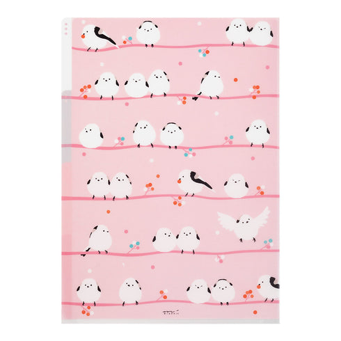 Midori A4 BIRDS White-Tailed Tits 3 Pocket Clear Folder MD Folder Water Resistant Folder | 310mm X 221mm