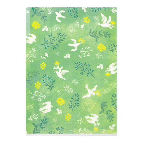 Midori A4 Peace DOVES 3 Pocket Clear Folder MD Folder Water Resistant Folder | 310mm X 221mm