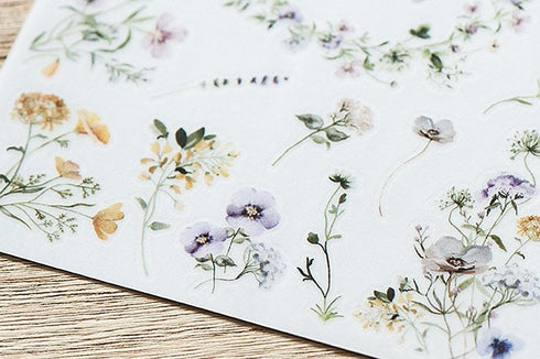 MU Lifestyle Print-On Stickers Rub -On Stickers Transfer Stickers Translucent Stickers 182 | Early Spring Morning Delicate Flower Wildflower